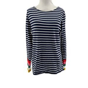 Boden Women's Navy White Striped Ella Long Sleeve Breton Shirt Size 8